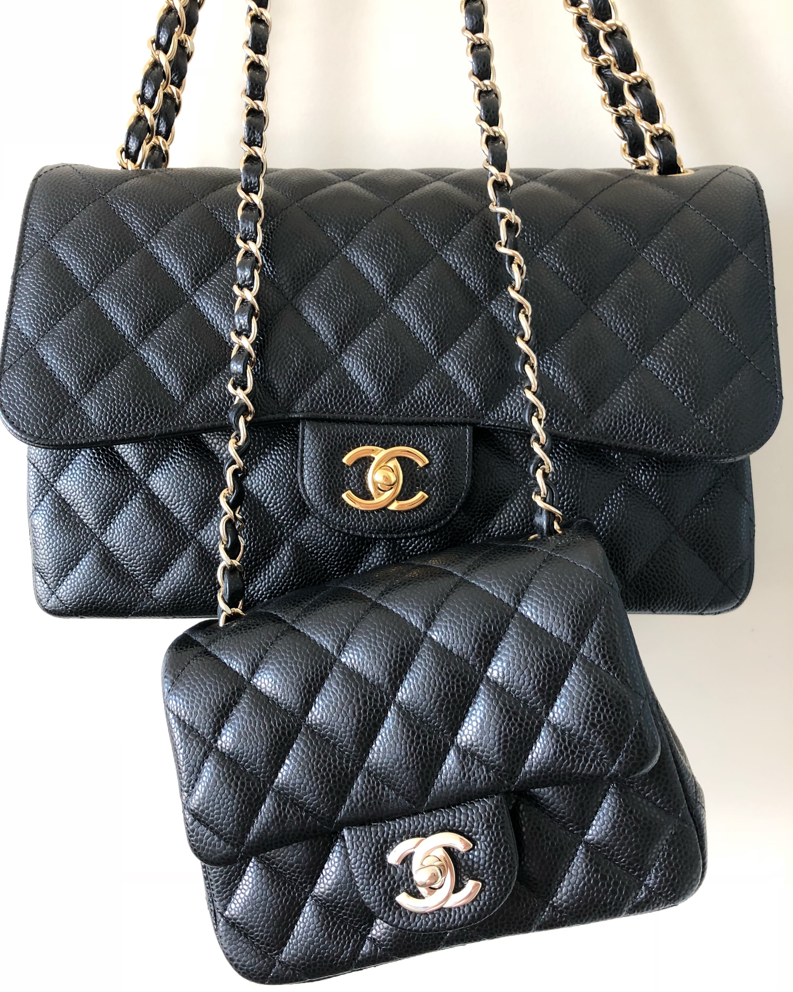 Chanel Beige Caviar Leather Jumbo Classic Flap Bag ○ Labellov